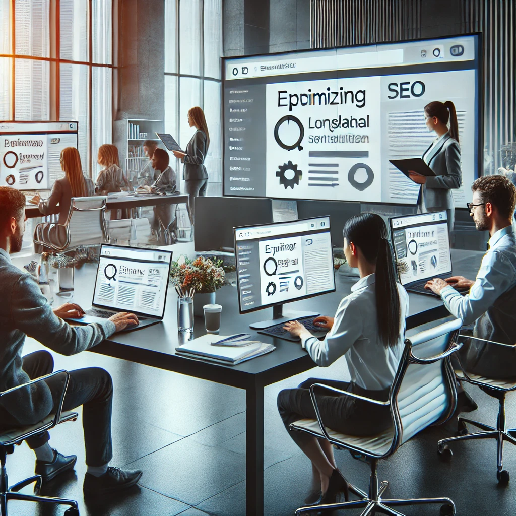 Professional team optimizing a multilingual website for global SEO and localization