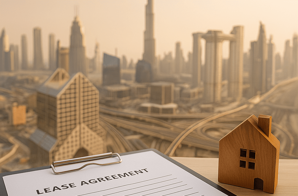 High-resolution image of Dubai city skyline representing legal translation services for property rental agreements and lease dispute resolution in the UAE, offered by Al-Hamd Legal Translation Dubai.