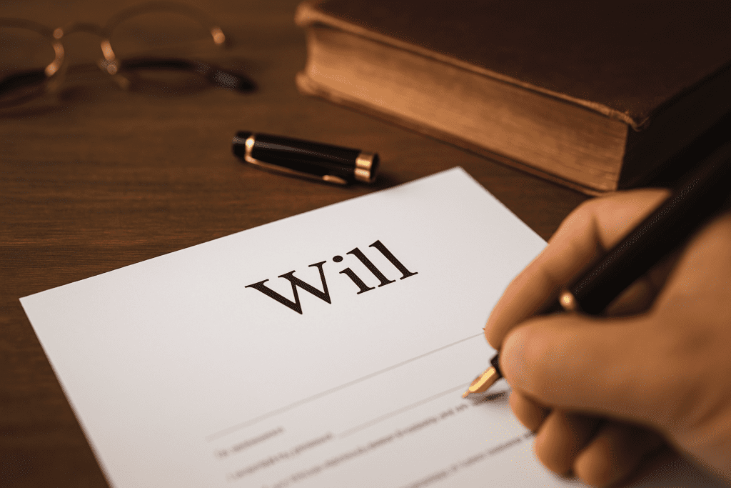 Legal will document being signed for UAE court registration, representing expat probate solutions and will registration services in Dubai by Al-Hamd Legal Translation.