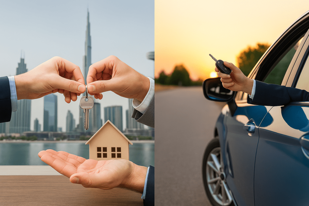 A digital visual comparison between Vehicle Power of Attorney and Property Power of Attorney in Dubai, showing legal documentation and notary elements, representing legal POA services provided by Al-Hamd Legal Translation for property and vehicle ownership in UAE. Keywords: Dubai notary services, POA in Dubai, legal translation UAE, Al Hamd legal support.