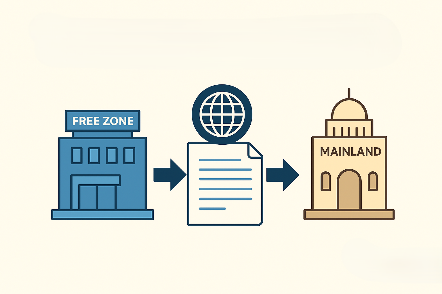 Business professionals reviewing documents in UAE office setting, representing free zone vs mainland translation requirements for business documents with expert legal translation services by Al-Hamd Legal Translation Dubai.