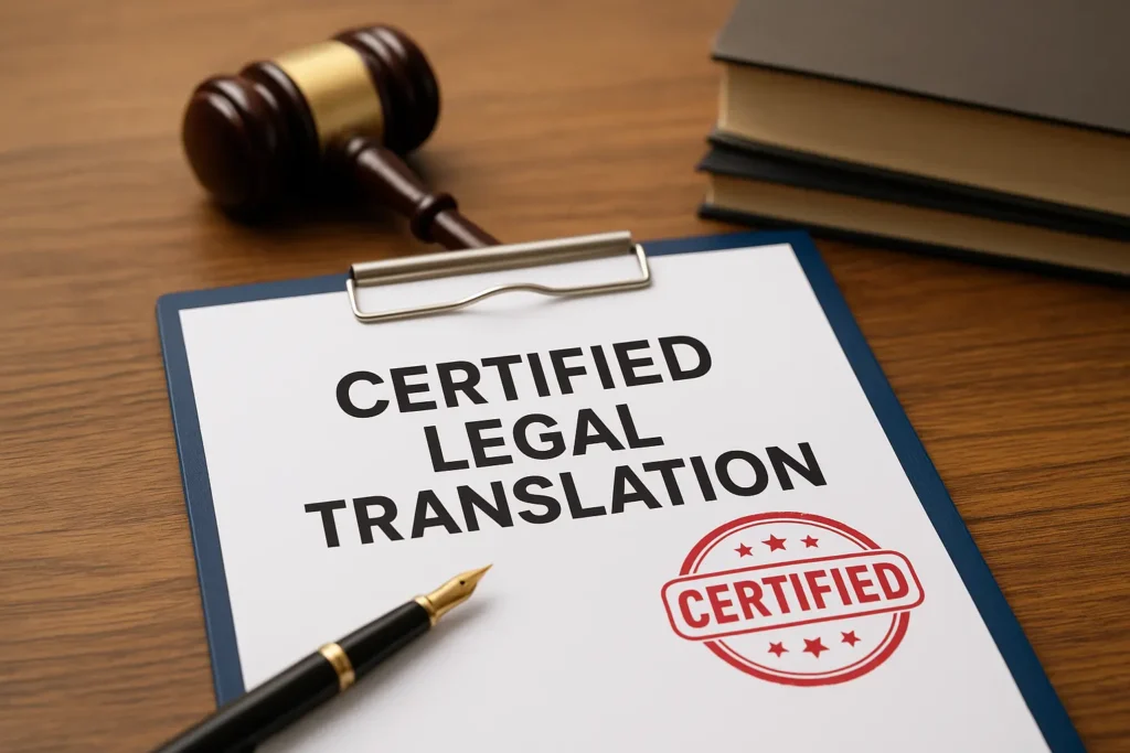 A professional legal translator preparing certified legal translation documents for UAE courts, showcasing accuracy, certification process, and official case documentation — Al-Hamd Legal Translation Dubai