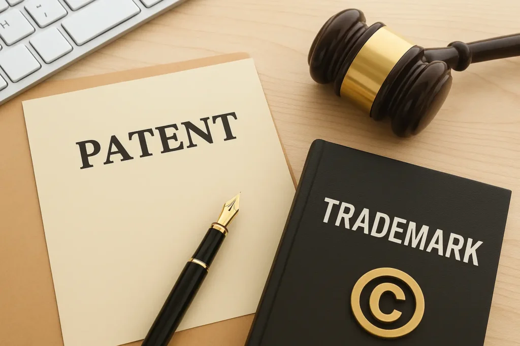 Legal translation for intellectual property agreements in the UAE including patents, trademarks, and copyright documents, showing professional IP documentation handled by certified legal translators for accurate and compliant translation.